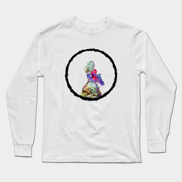 Girl Riding Horse Long Sleeve T-Shirt by erzebeth